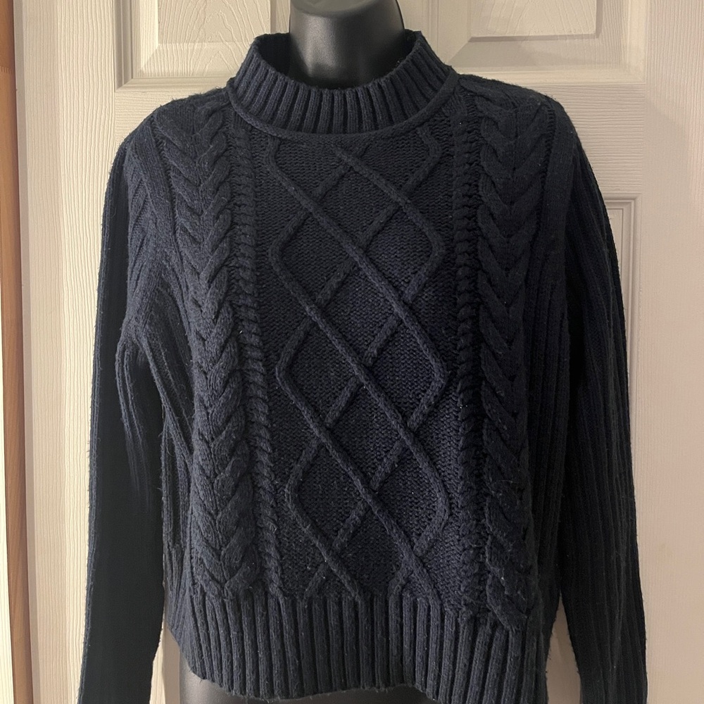 Tommy Hilfiger Navy Cable Knit Turtleneck Sweater